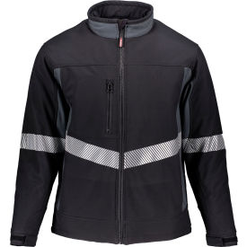 RefrigiWear 8490RBCH2XLL2 RefrigiWear® Mens Enhanced Visibility Softshell Insulated Jacket, 2XL, Black/Charcoal image.