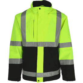 RefrigiWear 9178RBLM2XLL2 RefrigiWear® Mens HiVis 3-in-1 Rainwear Jacket, 2XL, Black/Lime image.