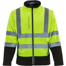 RefrigiWear 9291RBLMLARL2 RefrigiWear® Mens HiVis Softshell Insulated Jacket, Large, Black/Lime image.