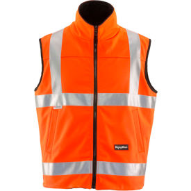 RefrigiWear HiVis Reversible Softshell Vest, Orange/Black, Class 2, 20 Comfort Rating, 4XL