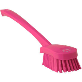 Remco 41861 Vikan 41861 Long Handle Scrubbing Brush- Stiff, Pink image.