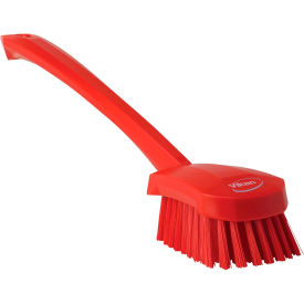 Remco 41864 Vikan 41864 Long Handle Scrubbing Brush- Stiff, Red image.