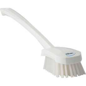 Remco 41865 Vikan 41865 Long Handle Scrubbing Brush- Stiff, White image.