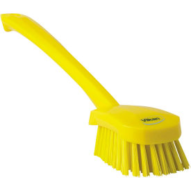 Remco 41866 Vikan 41866 Long Handle Scrubbing Brush- Stiff, Yellow image.