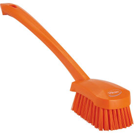 Remco 41867 Vikan 41867 Long Handle Scrubbing Brush- Stiff, Orange image.