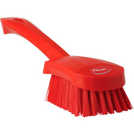 Remco 41924 Vikan 41924 Short Handle Scrubbing Brush- Stiff, Red image.