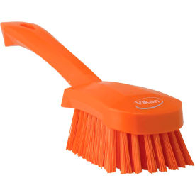 Remco 41927 Vikan 41927 Short Handle Scrubbing Brush- Stiff, Orange image.