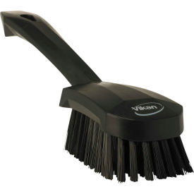 Remco 41929 Vikan 41929 Short Handle Scrubbing Brush- Stiff, Black image.