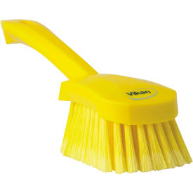 Remco 41946 Vikan 41946 Short Handle Washing Brush- Soft/Split, Yellow image.