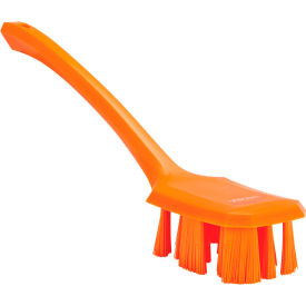 Remco 41967 Vikan 41967 UST Long Handle Scrubbing Brush- Stiff, Orange image.