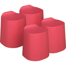 Regency Dott 18" Plastic Classroom Stackable Stool Red Raspberry Pack of 4 