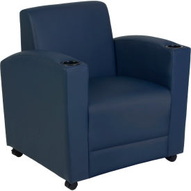 Tablet Arm Lounge Chair, 31"W x 29"D x 33"H, Navy Blue view 2