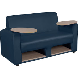 Regency Supernova Tablet Arm Loveseat with Storage 56"W x 29"D x 33"H Navy Blue/Noble Oak 