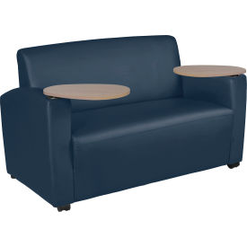 Regency Supernova Tablet Arm Loveseat 56"W x 29"D x 33"H Navy Blue/Noble Oak 