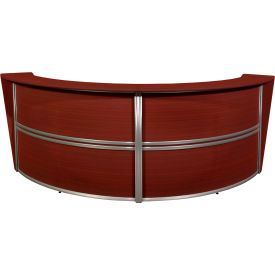 Regency Seating 77292MH Regency Marque Double Unit Reception Curved Desk Workstation, 124-1/2"W x 49"D x 45-1/2"H, Mahogany image.