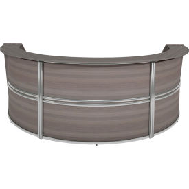 Regency Seating 77293GY Regency Marque Triple Unit Reception Curved Workstation, 143-1/2"W x 71"D x 45-1/2"H, Driftwood Gray image.