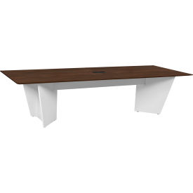 Conference Table with Power Data Grommet, 120"L x 48"W x 29"H, Neo Walnut/White view 2