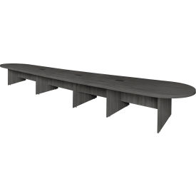 Legacy 240" Modular Racetrack Conference Table with 3 Power Data Grommets, Ash Grey view 2