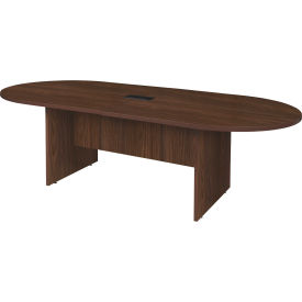 Racetrack Conference Table with Charging Port, 95"L x 43"W x 29"H, Neo Walnut view 2