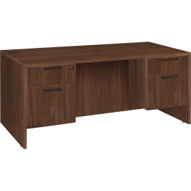 Legacy Office Desk with Double Pedestal Drawer Unit, 66"W x 30"D x 29"H, Neo Walnut view 2