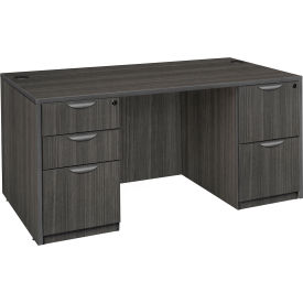Legacy 66" Double Full Pedestal Desk, Ash Grey view 2