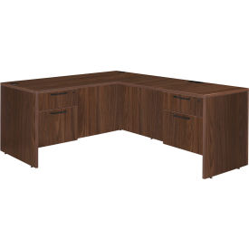 Legacy L-Shaped Desk with Double Pedestal Drawer Unit, 66"W x 77"D x 29"H, Neo Walnut view 2