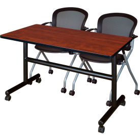 Regency® Kobe Training Nesting Table with 2 Cadence Nesting Chairs 48"L x 24"W Cherry 