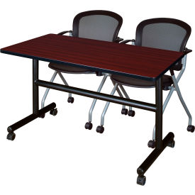Regency® Kobe Training Nesting Table with 2 Cadence Nesting Chairs 48"L x 24"W Mahogany 
