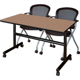 Regency® Kobe Training Nesting Table with 2 Cadence Nesting Chairs 48"L x 24"W Noble Oak 