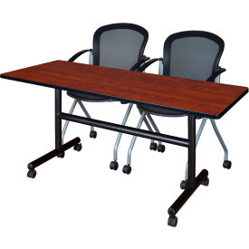 Regency® Kobe Training Nesting Table with 2 Cadence Nesting Chairs 60"L x 24"W Cherry 
