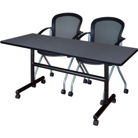 Regency® Kobe Training Nesting Table with 2 Cadence Nesting Chairs 60"L x 24"W Gray 