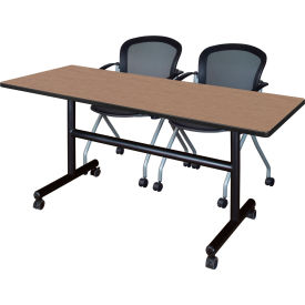 Regency® Kobe Training Nesting Table with 2 Cadence Nesting Chairs 60"L x 24"W Noble Oak 
