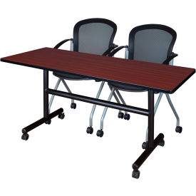 Regency® Kobe Training Nesting Table with 2 Cadence Nesting Chairs 60"L x 30"W Mahogany 