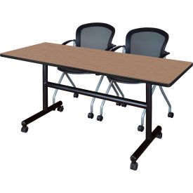 Regency® Kobe Training Nesting Table with 2 Cadence Nesting Chairs 60"L x 30"W Noble Oak 