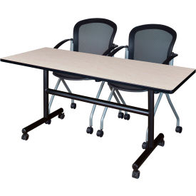 Regency® Kobe Training Nesting Table with 2 Cadence Nesting Chairs 60"L x 30"W Maple 