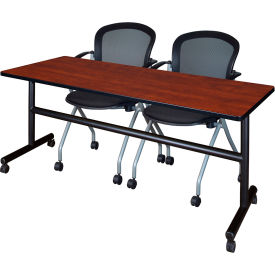 Regency® Kobe Training Nesting Table with 2 Cadence Nesting Chairs 72"L x 24"W Cherry 
