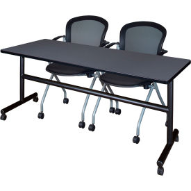 Regency® Kobe Training Nesting Table with 2 Cadence Nesting Chairs 72"L x 24"W Gray 