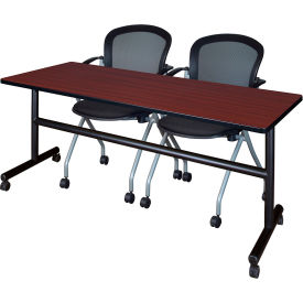 Regency® Kobe Training Nesting Table with 2 Cadence Nesting Chairs 72"L x 24"W Mahogany 
