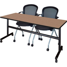 Regency® Kobe Training Nesting Table with 2 Cadence Nesting Chairs 72"L x 24"W Noble Oak 