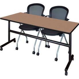 Regency® Kobe Training Nesting Table with 2 Cadence Nesting Chairs 72"L x 30"W Noble Oak 