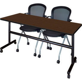Regency® Kobe Training Nesting Table with 2 Cadence Nesting Chairs 72"L x 30"W Neo Walnut 