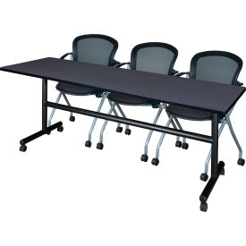 Regency® Kobe Training Nesting Table With 3 Cadence Nesting Chairs 84"L x 24"W Gray 