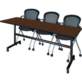 Kobe Training Nesting Table with 2 Cadence Nesting Chairs, 84"L x 24"W, Neo Walnut view 2