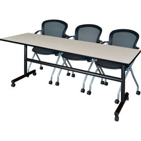 Regency® Kobe Training Nesting Table With 3 Cadence Nesting Chairs 84"L x 24"W Maple 