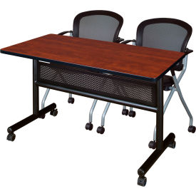 Regency® Kobe Privacy Nesting Table with 2 Cadence Nesting Chairs 48"L x 24"W Cherry 