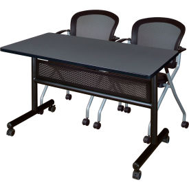 Regency® Kobe Privacy Nesting Table with 2 Cadence Nesting Chairs 48"L x 24"W Gray 