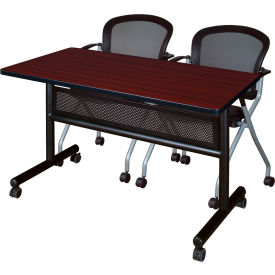 Regency® Kobe Privacy Nesting Table with 2 Cadence Nesting Chairs 48"L x 24"W Mahogany 