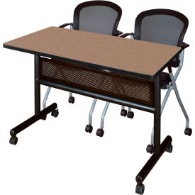 Regency® Kobe Privacy Nesting Table with 2 Cadence Nesting Chairs 48"L x 24"W Noble Oak 