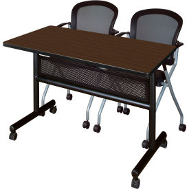 Regency® Kobe Privacy Nesting Table with 2 Cadence Nesting Chairs 48"L x 24"W Neo Walnut 