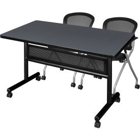 Regency® Kobe Privacy Nesting Table with 2 Cadence Nesting Chairs 48"L x 30"W Gray 